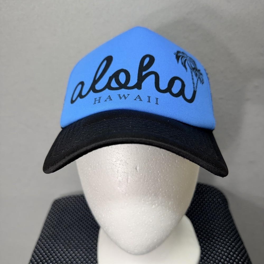 Aloha Hawaii Trucker‎ Hat Blue Black Mesh Snapback Hawaiian Headwear Cap